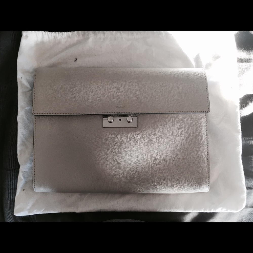 Bally light gray briefcase clutch bag attaché
